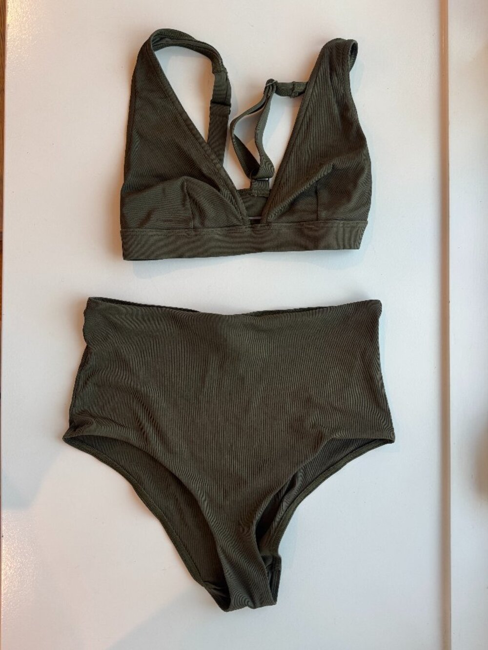 Zimmermann Olive Khaki Sculpt High Waist Bikini Set Size 2/3